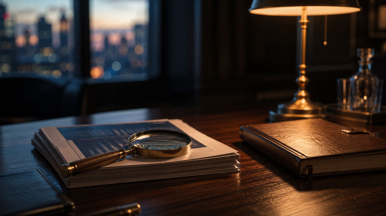 Magnifying glass on a consultation desk, representing WEconsults' mystery shopper consultancy UK service
